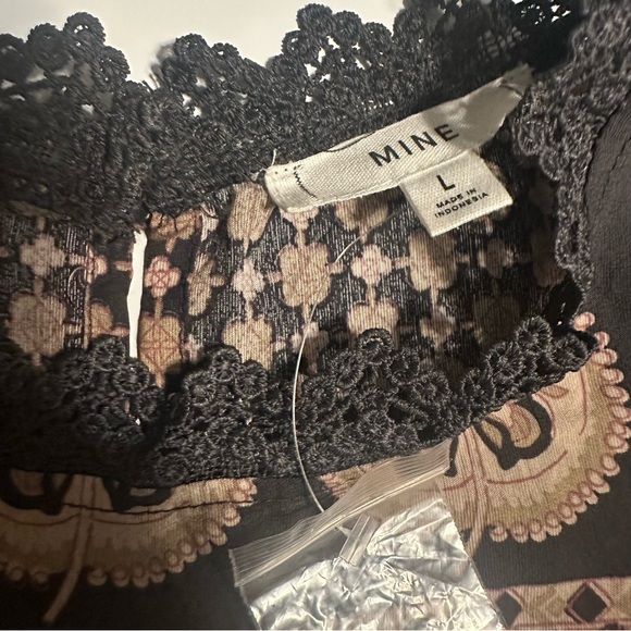 New Anthropology Women Mine Ballon Sleeves Ruffle  Size Large Gray Tan Blouse - Picture 2 of 8